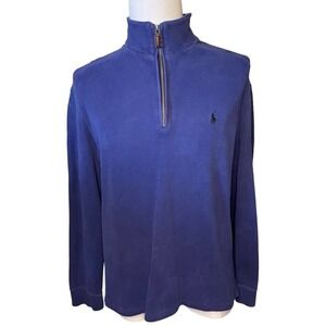 Ralph Lauren Polo Men’s Quarter Zip 100% Cotton Pullover Sweater Purple Large